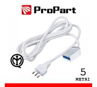 Prolunga Elettrica 5m Lineare, Spina 10A, Bianca - Alta Qualità