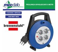 Prolunga Elettrica Avvolgicavo 5MT 4 Prese Schuko / Bipasso - Brennenstuh 109223
