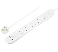 Prolunga Elettrica Con USB, 6 Prese, 2x USB A, 1M, Bianca - BSNU110N-MP