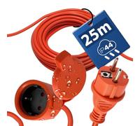 Prolunga Elettrica da Esterno 25m IP44 3×1,5mm² 2000W Arancione - Cavo di Estensione con Spina Uni-Schuko e Presa Schuko Tipo F - Prolunga da Giardino per Tosaerba e Cantiere - Horoz Electric