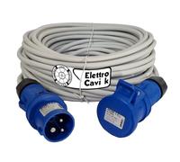 PROLUNGA ELETTRICA INDUSTRIALE MONOFASE 16A 25 METRI 2P+T IP54 220V 3 POLI CON CAVO FROR 3G2.5 MM² ASSORBIMENTO 3100 WATT FLESSIBILE PROFESSIONALE MADE IN ITALY