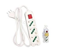 Prolunga elettrica multipresa con 3 prese shuko 16A 250V bianco cavo 1.5 mt con interruttore