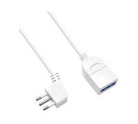 Ewent EW3800 - Prolunga elettrica bianca 3mt, spina Italiana 10A 90° salvaspazio, presa cavo H05VV-F 3x0,75mm2 con protezione bambini