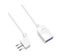 Ewent EW3802 - Prolunga elettrica 5mt, spina Italiana 10A 90° salvaspazio, presa italiana 10A, cavo H05VV-F 3x0,75mm2, presa con protezione bambini, Bianco