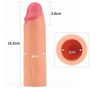 PROLUNGA FALLICA REALISTICA ESTENSORE INDOSSABILE SILICONE, GUAINA PENE PER UOMO