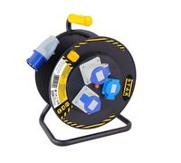 PROLUNGA INDUSTRIALE 16A 2P+T CON AVVOLGICAVO 25 MT H07RN-F 3G2.5 mm² SCHUKO