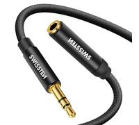 Prolunga jack 3,5 mm cavo ausiliario Swissten nylon intrecciato nero 1,5m