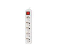 Prolunga Lanberg da 3 m, bianca, 5 prese Schuko da 230 V con interruttore, cavo