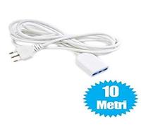 Prolunga Lineare Cavo Elettrico 10 Metri Bianco Spina 10A - Presa 10/16A