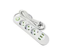 Prolunga Multipresa da 2500 W con Prese Standard Europee e Porte USB per La Ricarica, Spina UE A