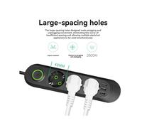 Prolunga Multipresa da 2500 W con Prese Standard Europee e Porte USB per La Ricarica, Spina UE A