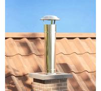 Prolunga per camino, colore argento, 25 x 25 x 82 cm, in acciaio inox, con parapioggia, per terrazza, giardino, stufa a legna, stufa svedese, accessorio protezione dal calore
