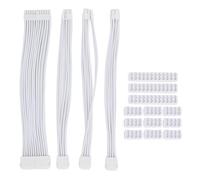 Prolunga per cavo del computer, 30 cm, intrecciata in nylon, per scheda madre, prolunga per alimentatore a 24 pin; kit di cavi con guaina per PC, completo di pettini per cavi, (Bianca)