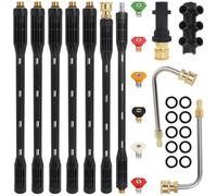 Prolunga per Idropulitrice 10 Pezzi con Adattatore, Compatibile con Kärcher Serie K K2 K3 K4 K5 K6 K7, Tubo Alta Pressione 4000 PSI con Attacco Rapido 1/4" e 6 Ugelli, per Auto, Grondaie, Giardino