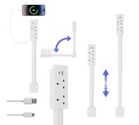 Prolunga per Presa Elettrica con Prese Usb-a, Usb-c e 2 Prese di Corrente Ca, Estensibile da 50-71 Cm e Spina Rotante Ruotabile a 180°, Utilizzabile Dietro Divani, Comodini, Sc 110V American Standard