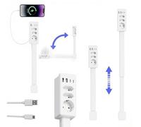 Prolunga per Presa Elettrica con Prese Usb-a, Usb-c e 2 Prese di Corrente Ca, Estensibile da 50-71 Cm e Spina Rotante Ruotabile a 180°, Utilizzabile Dietro Divani, Comodini, Sc 220V European Standard