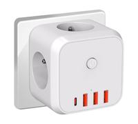 Prolunga per presa, prese multiple elettriche - 3 Caricabatterie da muro USB,3 prese a muro multi-portatili con protezione da sovracorrente CA salvaspazio per casa, soggiorno