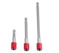 Prolunga per Punte Trapano 3 Pezzi 60 mm, 100 mm, 150 mm Barra di Prolunga per Porta Punte In Acciaio Inossidabile per Punte Cacciavite con Attacco Esagonale 1/4"(Rosso a tre rami)