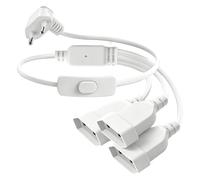 Prolunga piatta 3 in 1, presa multipresa piatta, 50 cm, spina 90°, 250 V | Ciabatta elettrica extra piatta tipo C con interruttore per TV, computer, monitor, console di gioco, lampada e piccoli