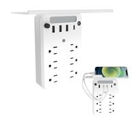 Prolunga presa a muro 2026 con mensola e luce notturna, presa multipla con protezione da sovratensioni 11 in 1, 6 prese AC, 3 porte USB+presa piatta USB-C per la casa