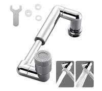 Prolunga Rubinetto per Cucina e Bagno 1440° Rotante, Aeratore Universale con Adattatori G1/2, M22, M24, Erogatore Estensibile Flessibile con 2 Modalità Getto, Filtro Antispruzzo in Ottone(Cromo)