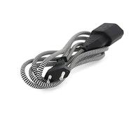 Prolunga tessile nera/bianca con spina nera - 1,5 m