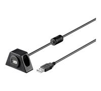 Goobay 95445 Cavo Prolunga USB tipo A 2.0 con Supporto con Supporto Di Montaggio, Nero, 1.20m Lunghezza del Cavo