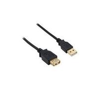 InLine 20802 Cavo USB 2.0, Prolunga, Type A, Maschio/Femmina, PIN Dorati, 1M Nero