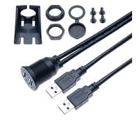 Prolunga USB 3.0 Doppia Porta Cavo 1M Maschio Femmina per il Montaggio a Filo del Cruscotto Dell'auto Impermeabile per Auto, Veicoli, Barche, Camion, Biciclette, Moto, Yacht Estensione Dati (1 Metro)
