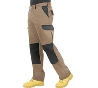 Proluxe - Pantaloni da lavoro da uomo, resistenti, modello cargo, con tasche imbottite sulle ginocchia e cuciture rinforzate, vari colori disponibili kaki/nero. 60 Alto