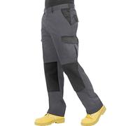 Proluxe - Pantaloni da lavoro da uomo, resistenti, modello cargo, con tasche imbottite sulle ginocchia e cuciture rinforzate, vari colori disponibili Grigio/nero. 56 Alto