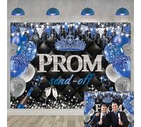 Prom Send Off sfondo nero blu prom 2026 complimenti laurea fotografia sfondo decorazioni per feste di laurea banner foto puntelli (blu, 210 x 150 cm)