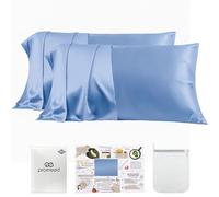 PROMEED Federa per cuscino in seta per bambini 23 momme, confezione da 2 con sacchetto per il bucato gratuito, set di 2 federe in seta di gelso 100% naturale di altissima qualità 6A+, con cerniera