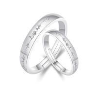 Promessa anello per coppie che abbinano anelli di coppia anelli di battito cardiaco regolabili anelli per regali per la ragazza per il matrimonio per i regali di San Valentino di Natale per le