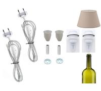 prometeo electronics Kit illuminazione Bottiglia Cavo 1,5mt trasparente + Portalampade bianco per paralume completo di accessori di fissaggio (2 Pcs)