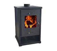 Prometey 96175 - Stufa a legna da 10,2 kW, colore: antracite, altezza 79 cm, larghezza 50 cm, profondità 42 cm, 64 kg