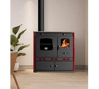Prometey EEK A+, stufa a legna con vano cottura e piano cottura, Perfect Eco Lux, nero, destro, stufa a legna da 7 kW, stufa in legno, forno a capanna, forno da giardino, misura L