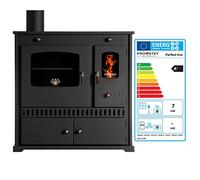 Prometey EEK A+, stufa a legna con vano cottura e piano cottura, Perfect Eco nero, destro, stufa a legna da 7 kW, stufa a legna da officina, forno a capanna, forno da giardino, misura L