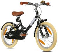 PROMETHEUS BICYCLES Bicicletta retrò per bambini 16 pollici a partire dai 5 anni in su, per bambini e bambine, colore nero