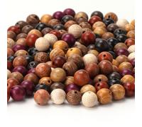 Prometis 200pezzi 6mm perline tonde in legno di sandalo naturale splendido mestiere fatto a mano lucidato perline distanziali con cavo elastico per braccialetti creazione di gioielli fai da te