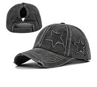 ProMindFun High Messy Bun Hats 1, 0001-star Tessuto Solido Nero, 56 Donna