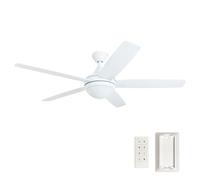 Prominence Home 80094-01 Ashby Ceiling Fan with Remote Control And Dimmable Integrated LED Light Frosted Fixture, 52" Cont...