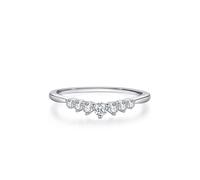 Promise Anello da donna, anello per matrimonio, impilabile, a tre punte, rotondo, da laboratorio, in oro bianco 14 carati, misura 50 (15,9)