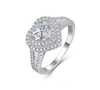 Promise - Anello da donna con dita piccole, multistrato, a forma di cuore, 1 ct, moissanite in argento 9 K, misura 52 (16,6)