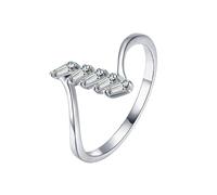 Promise Anello da donna Moissanite, 9 K/14 K, Au375/Au585, forma trapezoidale, moissanite, idea regalo, 13 (16,9), Oro bianco 14 carati, Moissanite