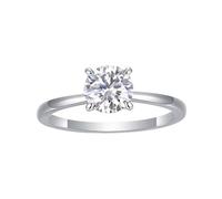 Promise, anello di fidanzamento da donna, set di anelli solitari lisci, sottili, con 4 artigli e moissanite rotonda, 1 carati, in argento 9 K, misura 49 (15,6)