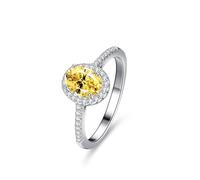 Promise Anello migliore amica, anello da donna a 4 gres, 5 x 7 mm, ovale con 1 ct moissanite argento platino 950, misura 54 (17,2)