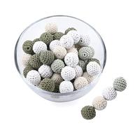 Promise Babe Adulto Colorato Rotondo Crocheted Perline di Legno con Foro per il Filo, Handmade Palline di DIY Gioielli Collana Braccialetto Crafting All'uncinetto Perline (Type8305-40P)