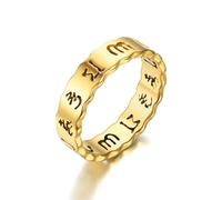 Promise Ring, Anelli Donna Oro Acciaio Inossidabile Taglia 20 5.7mm con il Mantra del Buddismo Engraved Regalo per Migliore Amico New Year Gioielli