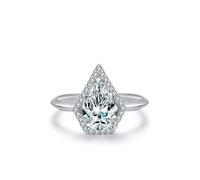 Promise Ring Beste Freundin, Fingerring Damen Set Silber Tropfenförmiger Heiligenschein mit Weiß Zirkonia 925 Silber, 49 (15.6), 925 Silber, Zirconia